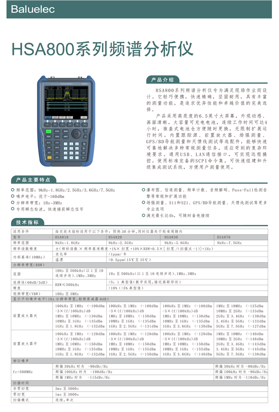 HSA800系列頻譜分析儀(圖1)